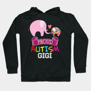 Proud Autism Gigi Autistic Day Awareness Rainbow Puzzle Hoodie